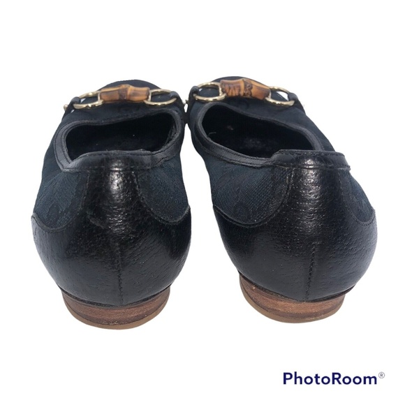 Women's Gucci GG Monogram Bamboo Horsebit Loafers Flats Shoes Size 6 Black - Picture 4 of 9